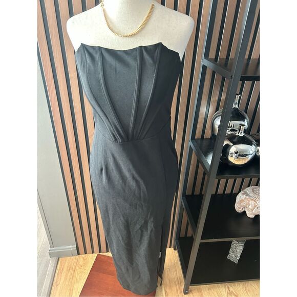SHEIN sexy black dress size medium going out with front slip - Picture 1 of 5